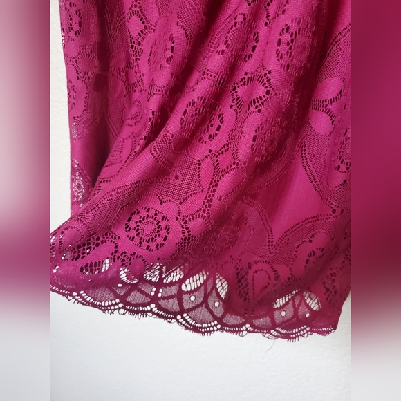 No Comment Dark Pink Tunic Lace Off the Shoulder Dress Women's Plus Size 2XL - Picture 4 of 12